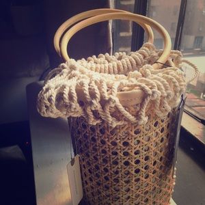 Anthropology bucket straw bag